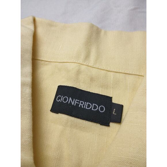Gionfriddo Linen Yellow Button Up Shirt Mens Large NWT *flawed* Summer Vacation - Picture 4 of 8